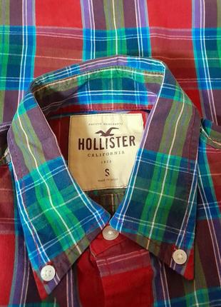 Практичная хлопковая рубашка в разноцветную полоску hollister made in india6 фото