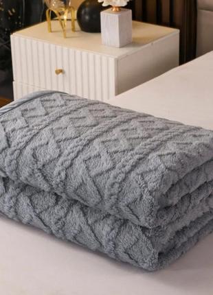 Пухнастий плед покривало косичка 15х×200 см