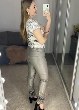 Блестящие джинсы скинни высокий рост No4617 фото