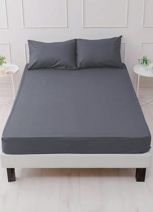 Простынь на резинке microfiber grey5 фото