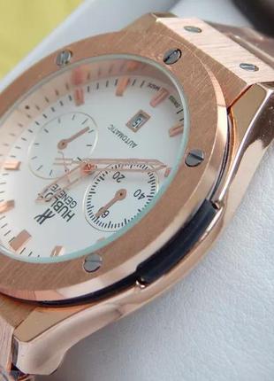 Чоловічий наручний годинник hublot classic fusion золоті з білим2 фото