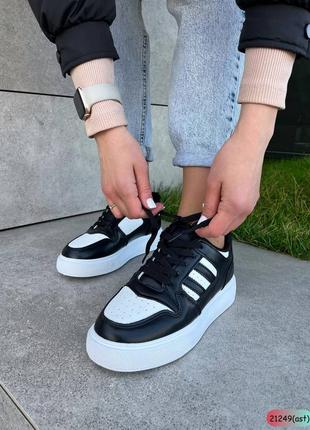 🔥кеды черно-белые кожа.