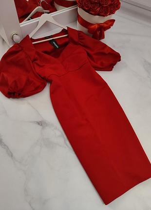Неопренова червона сукня міді батал плаття великого розміру