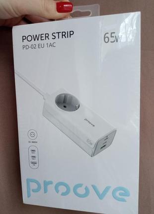 Сетевой фильтр proove power strip pd-02 65 w (2 type-c + 1 usb)