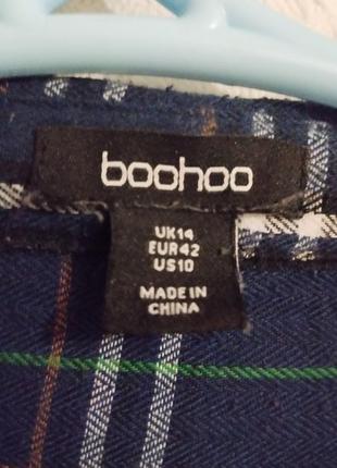 Рубашка синяя в клетку boohoo3 фото