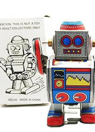 Коллекционный заводной робот roger robot ms235 металлический робот винтажный механический шагающий робот из металла ретро-игрушка подарок мальчику 4