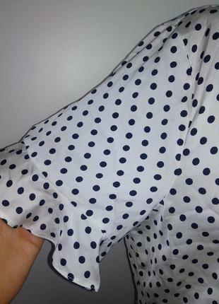 Брендовая сатиновая блуза в горох 16/50-52 размера4 фото