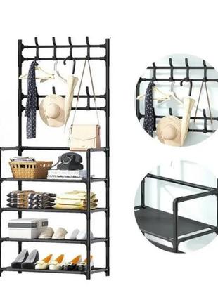 Напольная вешалка для одежды new simple floor clothes rack size с полками и крючками2 фото