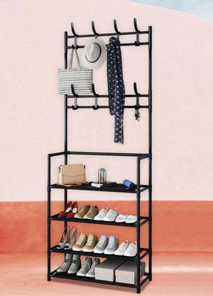 Підлогова вішалка для одягу new simple floor clothes rack size з полицями та гачками1 фото