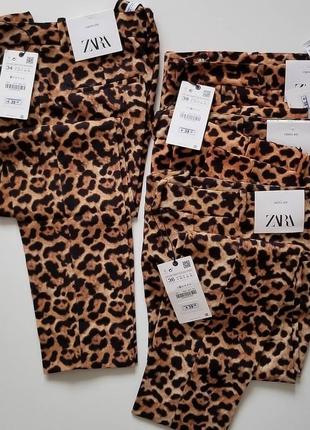 Прямые укороченные брюки с леопардовым принтом zara1 фото