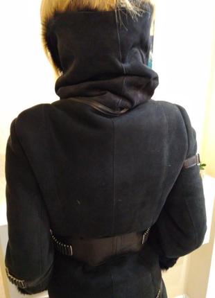 Дублянка довга жіноча з високим коміром, б/в, чорного кольору н3 фото