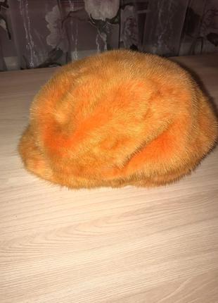 Кепка кашкет зимовий хутро норка помаранчевий колір2 фото