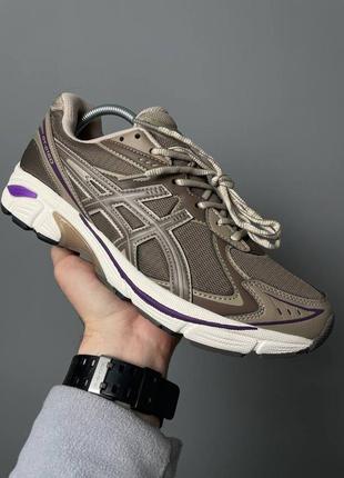 Мужские кроссовки коричневые с фиолетовымasics 7600 dark taupe purple8 фото