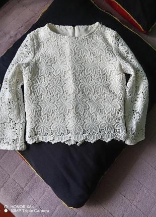 Ажурна блуза кофтинка мереживна