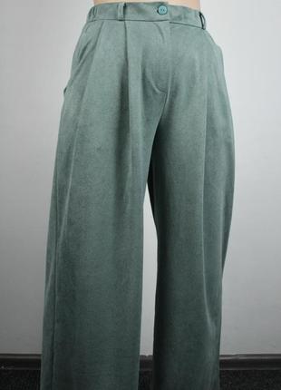 Цветные свободные брюки палаццо из эко-замши4 фото