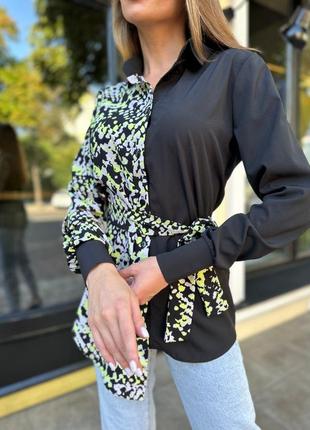 Асиметрична двокольорова блузка сорочка 🖤 блуза рубашка туника 💥+ большой размер2 фото