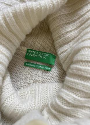 Шерстяной свитер с высоким горлом benetton shetland italian yarn4 фото