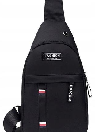 Тканевая мужская сумка, слинг fashion instinct черная2 фото