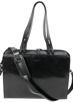 Жіноча ділова сумка, портфель із натуральної шкіри sheff чорна