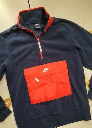 Nike half zip borg sweat in navy размер s 7