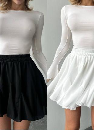 Спідничка шифон чорний, молочний 42-44, 44-46