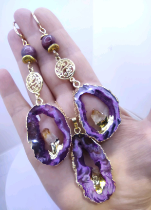 Комплект з натуральними аметистами з цитринами