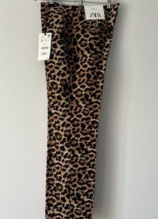 Прямые укороченные брюки с леопардовым принтом zara4 фото