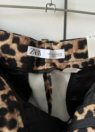 Прямі укорочені штани з леопардовим принтом zara5 фото