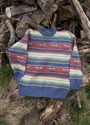 Винтажный шерстяной свитер мохер альпака шерсть италия итальянский свитер винтажного бренда люкс этно3 фото