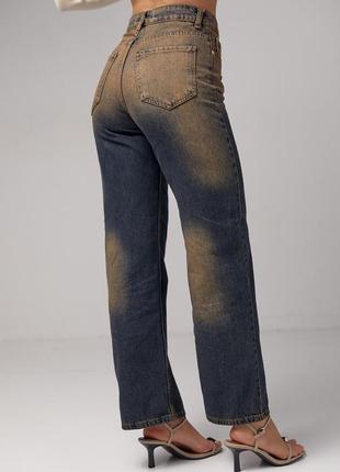 Женские джинсы с эффектом two-tone coloring артикул: 901182 фото