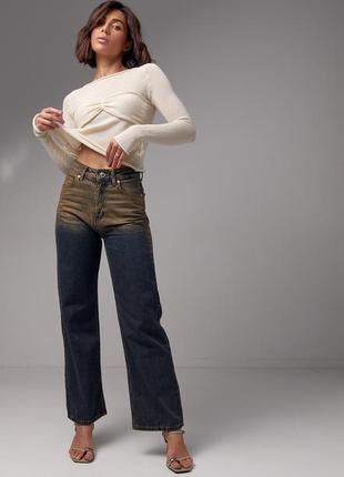 Женские джинсы с эффектом two-tone coloring артикул: 901183 фото