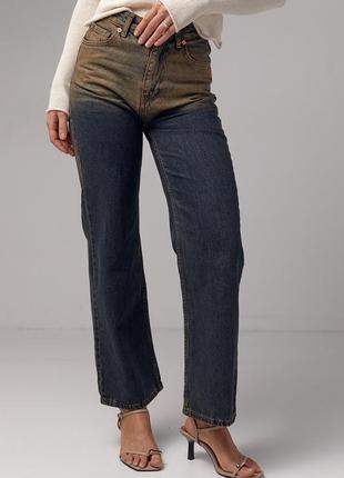 Женские джинсы с эффектом two-tone coloring артикул: 901187 фото