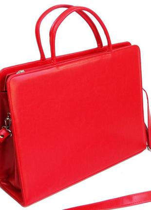 Ділова сумка-портфель jpb з екошкіри червона4 фото