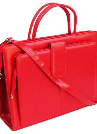 Ділова сумка-портфель jpb з екошкіри червона1 фото
