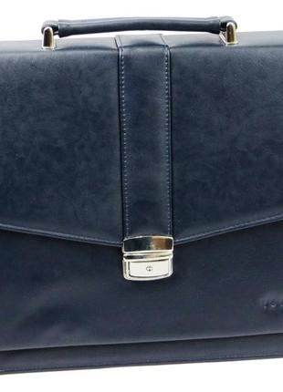 Чоловічий портфель verto з екошкіри синій5 фото