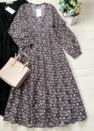 Натуральна сукня міді в квітах by swan, розмір 10 uk