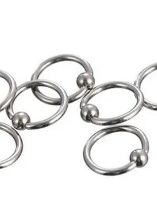 Сережка-кольцо с шариком  для пирсинга из медицинской стали 1.2 мм2 фото