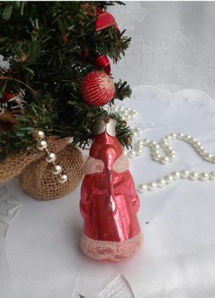 Стеклянная винтажная игрушка для елки. снеговичка3 фото