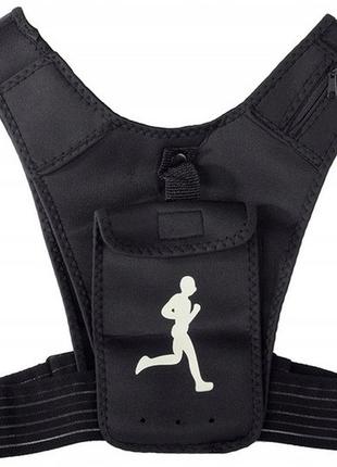 Нагрудна сумка-жилет для бігу, фітнесу verk group чорна