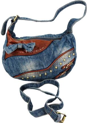 Женская джинсовая сумка fashion jeans bag синяя4 фото