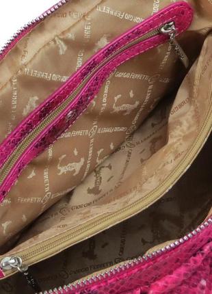 Жіноча сумка з натуральної шкіри під рептилію giorgio ferretti рожева9 фото
