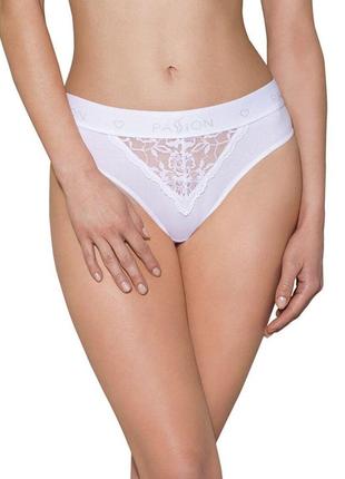 Трусики с широкой резинкой и кружевом passion ps001 panties white, size s