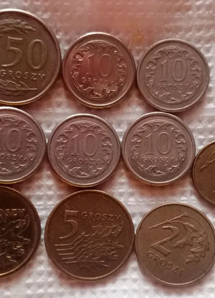 Монети польщі 50, 10, 5, 2 і 1 копійки1 фото