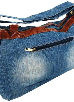 Женская джинсовая сумка fashion jeans bag синяя5 фото