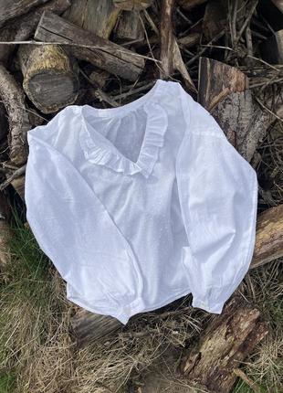 Бавовняна рубашка блуза gap в етно стилі рукава ліхтарики ніжна блуза хлопкова