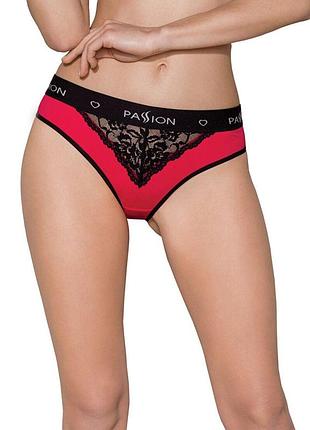 Трусики с широкой резинкой и кружевом passion ps001 panties red/black, size m