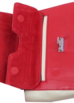 Женская кожаная сумка giorgio ferretti красная с бежевым8 фото