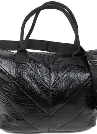 Дута жіноча сумка зі штучної шкіри wallaby чорна3 фото