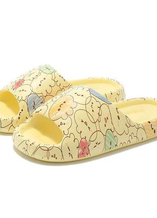 Тренд мягкие объемные шлепанцы желтые сланцы крослайт шлепки