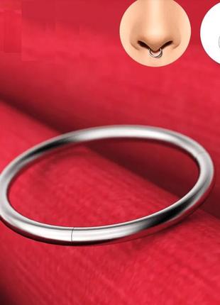 Серьга кольцо сегментное кликер для пирсинга серебристый 8мм1 фото